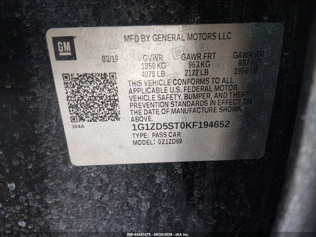 Chevrolet MALIBU LT 2019 1G1ZD5ST0KF194652 Image 9