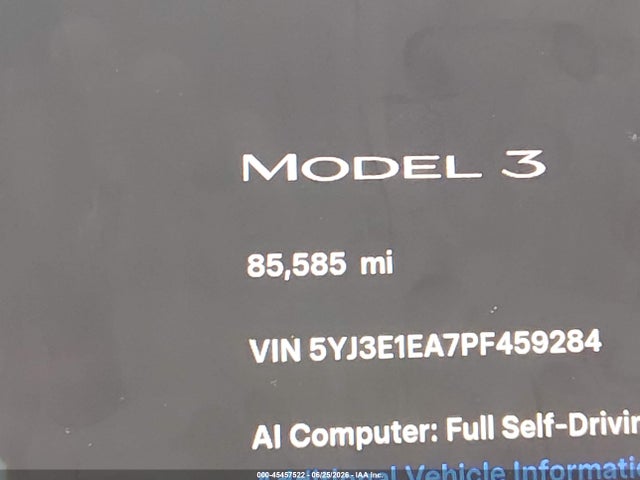 Aukcja sprzedaży 2023 Tesla Model 3 Rear-wheel Drive, vin: 5YJ3E1EA7PF459284, numer aukcji: 45457522