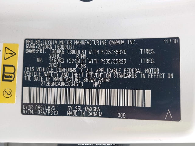 Продаж на аукціоні авто 2019 Lexus Rx 450h, vin: 2T2BGMCA8KC034613, номер лоту: 45457540