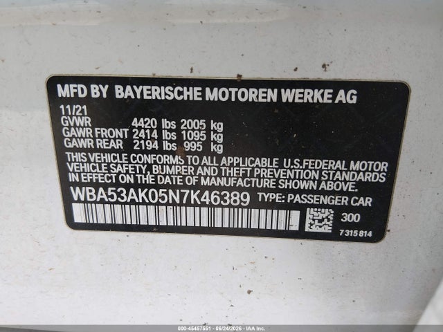 Aukcja sprzedaży 2022 Bmw 228 Gran Coupe I Sdrive, vin: WBA53AK05N7K46389, numer aukcji: 45457551