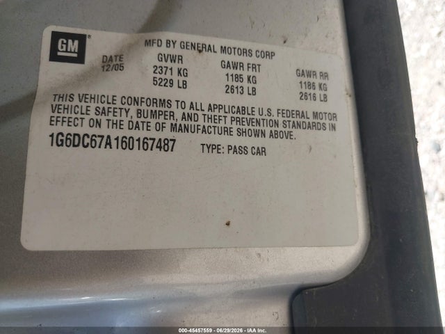 Продажа на аукционе авто 2006 Cadillac Sts V8, vin: 1G6DC67A160167487, номер лота: 45457559