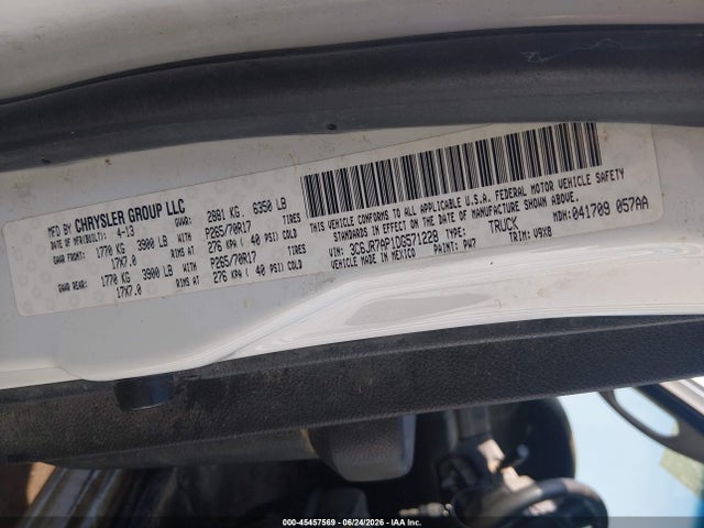 2013 Ram 1500 Tradesman მანქანა იყიდება აუქციონზე, vin: 3C6JR7AP1DG571228, აუქციონის ნომერი: 45457569