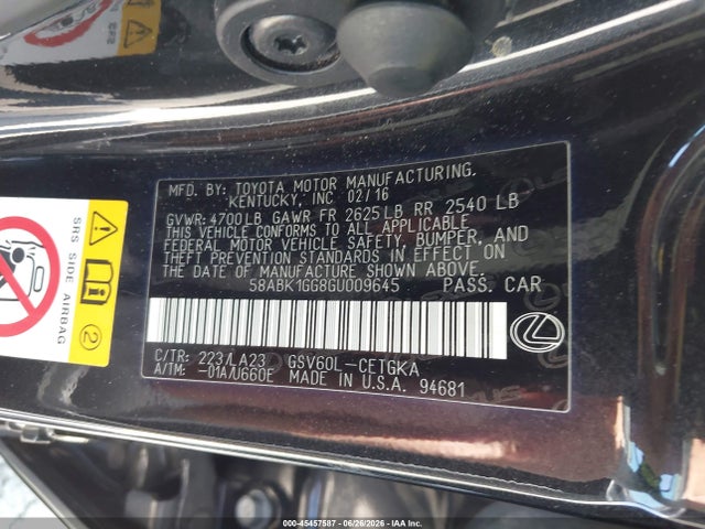 Lexus ES 350 2016 58ABK1GG8GU009645 Image 9