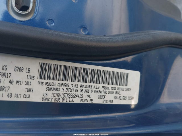 Aukcja sprzedaży 2011 Ram Ram 1500 Slt, vin: 1D7RV1GTXBS624495, numer aukcji: 45457588