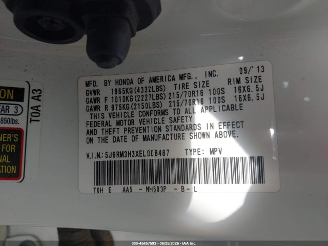 Honda CR-V LX 2014 5J6RM3H3XEL008487 Image 9
