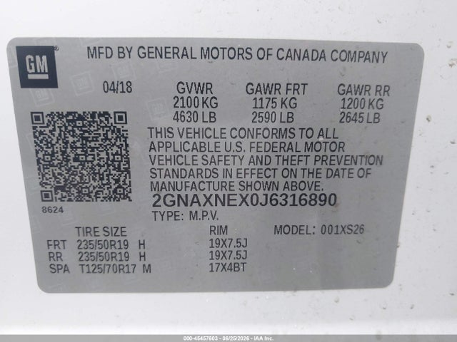 2GNAXNEX0J6316890 Chevrolet Equinox Premier
