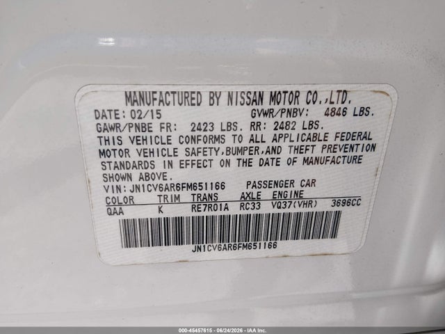 Продаж на аукціоні авто 2015 Infiniti Q40, vin: JN1CV6AR6FM651166, номер лоту: 45457615