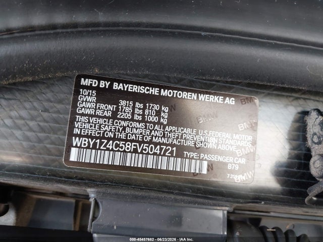 BMW I3 Base W/range Extender 2015 WBY1Z4C58FV504721 Image 9