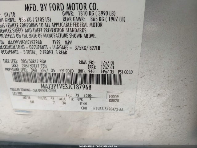 Ford Ecosport Titanium 2018 MAJ3P1VE3JC187968 Image 9