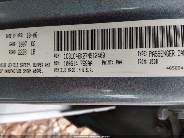 45457709 :رقم المزاد ، 1C3LC46K27N512400 vin ، 2007 Chrysler Sebring مزاد بيع
