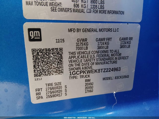 1GCPKWEK8TZ224963 Chevrolet Silverado 1500 4wd Short Bed Rst