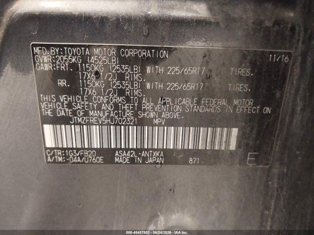 Toyota RAV4 LE 2017 JTMZFREV5HJ702321 Image 9