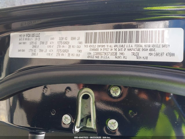 Продаж на аукціоні авто 2019 Ram 1500 Classic Warlock  4x2 6'4 Box, vin: 1C6RR6GT9KS716538, номер лоту: 45457823