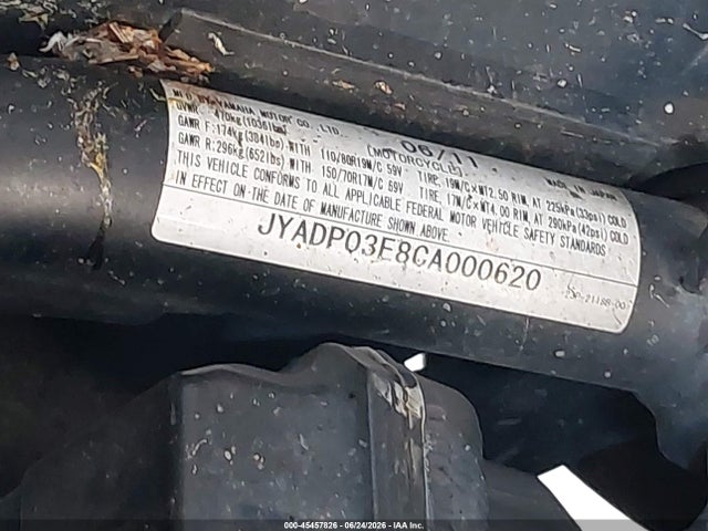 45457826 :رقم المزاد ، JYADP03E8CA000620 vin ، 2012 Yamaha Xt1200z مزاد بيع