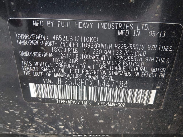 Aukcja sprzedaży 2014 Subaru Forester 2.0xt Touring, vin: JF2SJGPCXEH447184, numer aukcji: 45457842