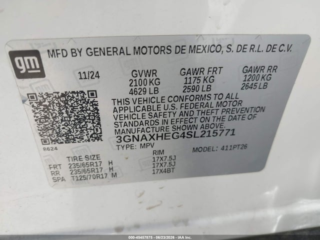 3GNAXHEG4SL215771 Chevrolet Equinox Fwd Lt