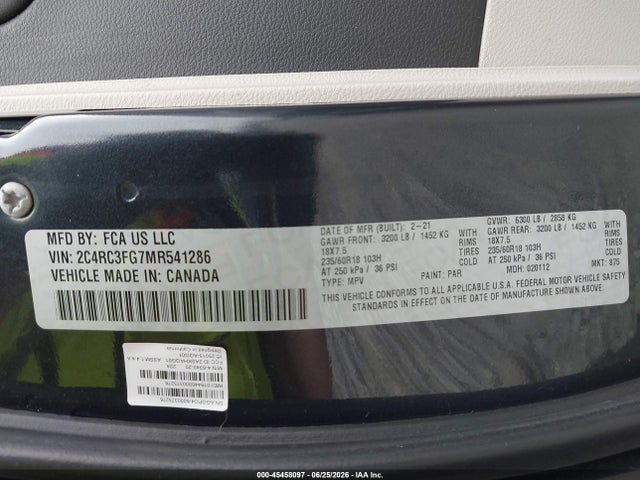 Chrysler Pacifica Touring Awd 2021 2C4RC3FG7MR541286 Image 9