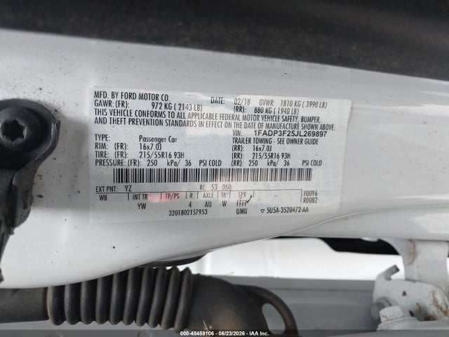 Продаж на аукціоні авто 2018 Ford Focus Se, vin: 1FADP3F25JL269897, номер лоту: 45458106