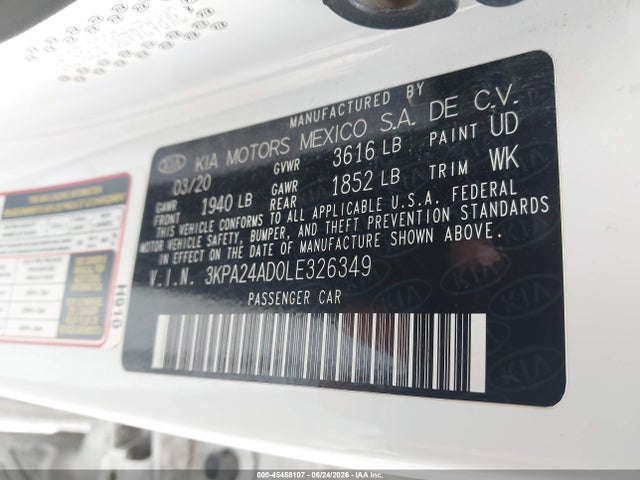 Aukcja sprzedaży 2020 Kia Rio Lx, vin: 3KPA24AD0LE326349, numer aukcji: 45458107
