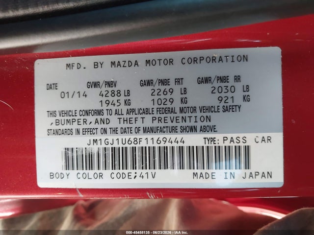 Aukcja sprzedaży 2015 Mazda Mazda6 I Sport, vin: JM1GJ1U68F1169444, numer aukcji: 45458135