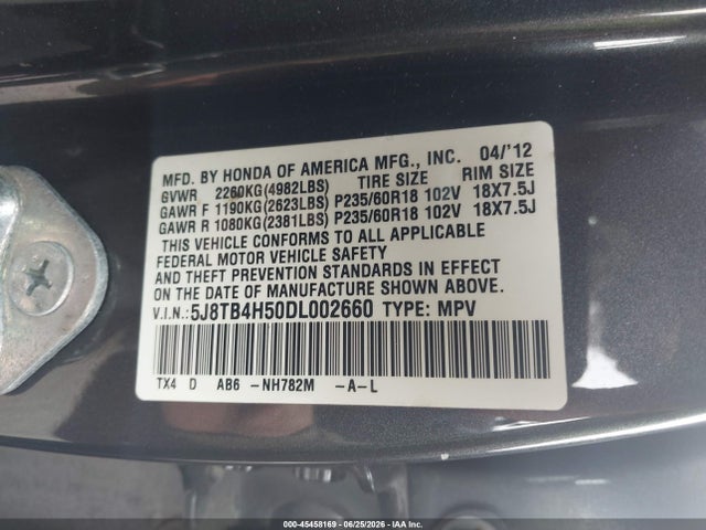 Продаж на аукціоні авто 2013 Acura Rdx, vin: 5J8TB4H50DL002660, номер лоту: 45458169