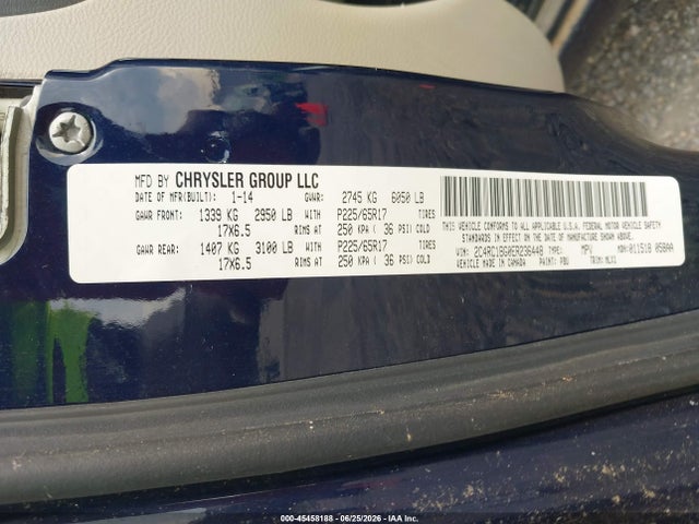 Aukcja sprzedaży 2014 Chrysler Town & Country Touring, vin: 2C4RC1BG0ER236448, numer aukcji: 45458188