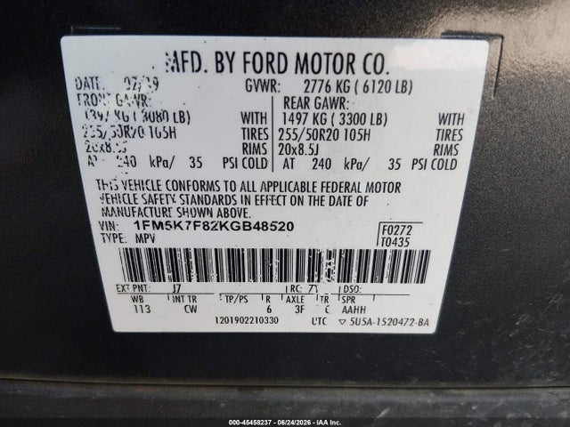 Ford Explorer Limited 2019 1FM5K7F82KGB48520 Image 9