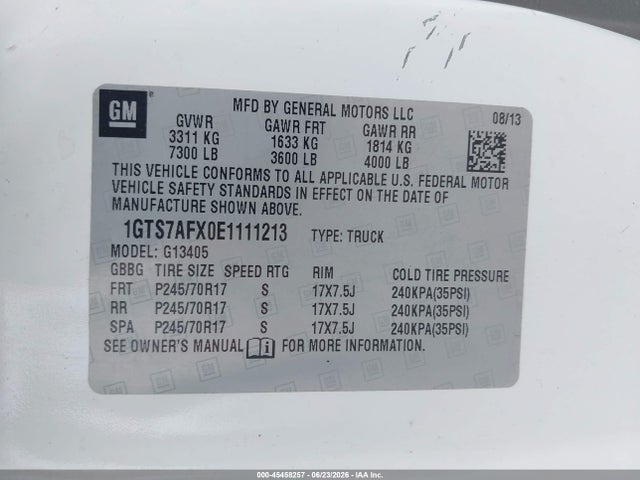 2014 Gmc Savana 1500 Work Van მანქანა იყიდება აუქციონზე, vin: 1GTS7AFX0E1111213, აუქციონის ნომერი: 45458257
