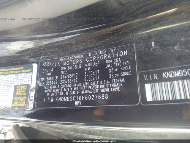 2015 Kia Sedona Lx მანქანა იყიდება აუქციონზე, vin: KNDMB5C16F6027688, აუქციონის ნომერი: 45458266