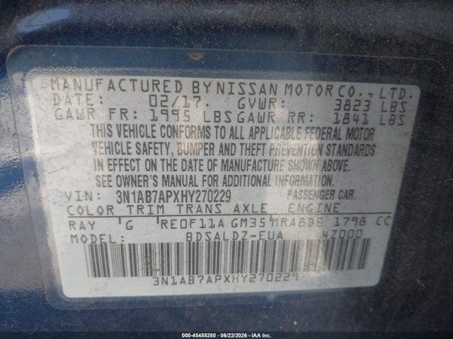3N1AB7APXHY270229 Nissan SENTRA SV