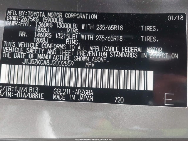 Lexus Rx 350l Premium 2018 JTJGZKCA8J2002859 Image 9