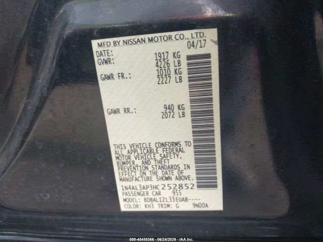 Nissan Altima 2.5 Sv 2017 1N4AL3AP3HC252852 Image 9