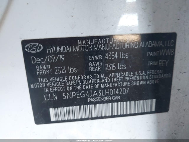 Hyundai SONATA SE 2020 5NPEG4JA3LH014207 Image 9