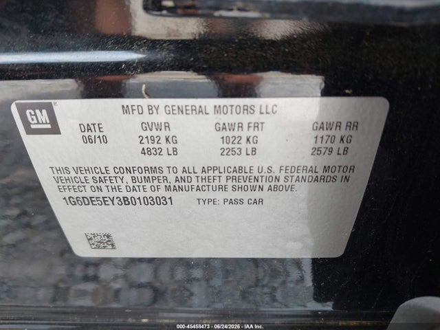 Продажа на аукционе авто 2011 Cadillac Cts Luxury, vin: 1G6DE5EY3B0103031, номер лота: 45458473