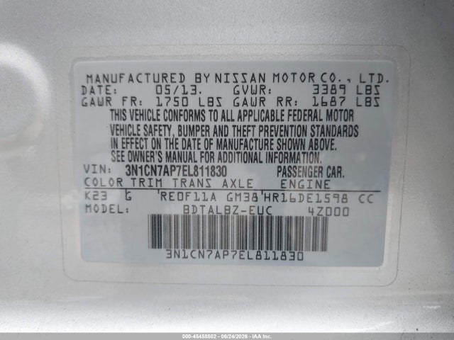 3N1CN7AP7EL811830 Nissan Versa 1.6 Sv