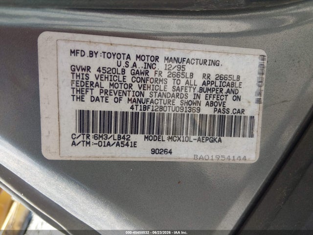 45458532 :رقم المزاد ، 4T1BF12B0TU091369 vin ، 1996 Toyota Avalon Xl/xls مزاد بيع