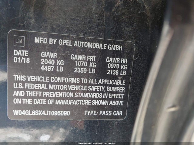 Aukcja sprzedaży 2018 Buick Regal Sportback Preferred, vin: W04GL6SX4J1095090, numer aukcji: 45458587