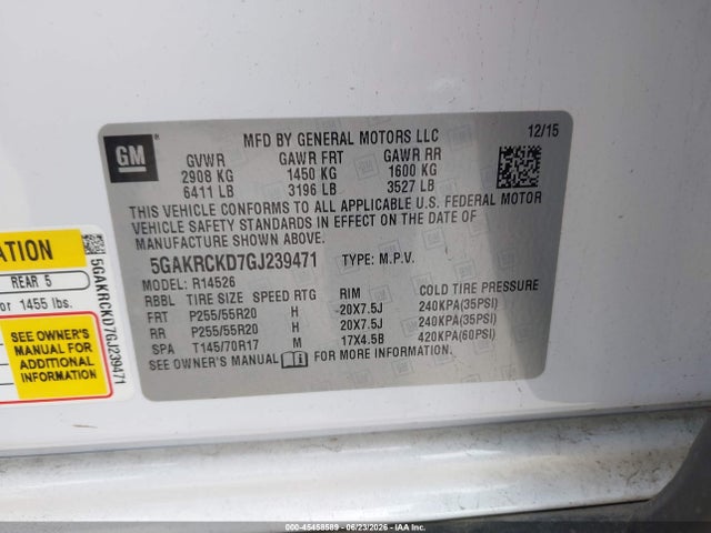 Buick Enclave Premium 2016 5GAKRCKD7GJ239471 Image 9