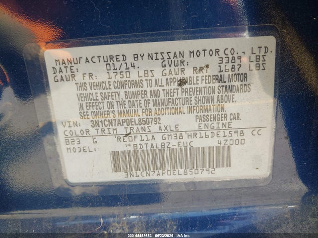 Nissan Versa 1.6 Sv 2014 3N1CN7AP0EL850792 Image 9