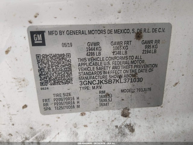 Chevrolet TRAX LS 2019 3GNCJKSB7KL371030 Image 8