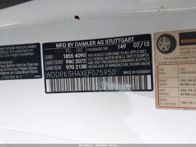 Aukcja sprzedaży 2014 Mercedes-benz Slk 350, vin: WDDPK5HAXEF075950, numer aukcji: 45458701