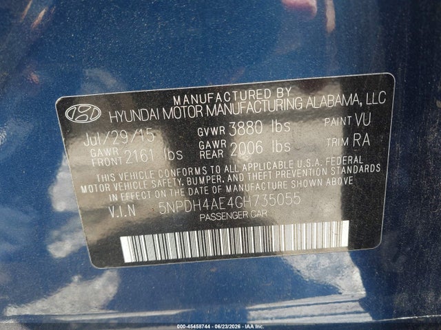Hyundai ELANTRA SE 2016 5NPDH4AE4GH735055 Image 9