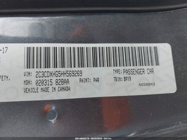 Продажа на аукционе авто 2017 Dodge Charger Sxt Rwd, vin: 2C3CDXHG5HH569269, номер лота: 45458778