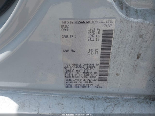 Aukcja sprzedaży 2024 Nissan Altima Sr Fwd, vin: 1N4BL4CV4RN405640, numer aukcji: 45458805