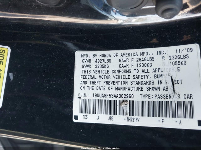 45458808 :رقم المزاد ، 19UUA9F53AA002960 vin ، 2010 Acura Tl 3.7 مزاد بيع