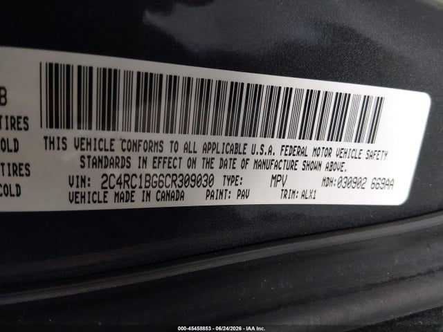 45458853 :رقم المزاد ، 2C4RC1BG6CR309030 vin ، 2012 Chrysler Town & Country Touring مزاد بيع