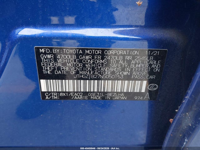 JTHGZ1B27N5050153 Lexus Is 350 F Sport