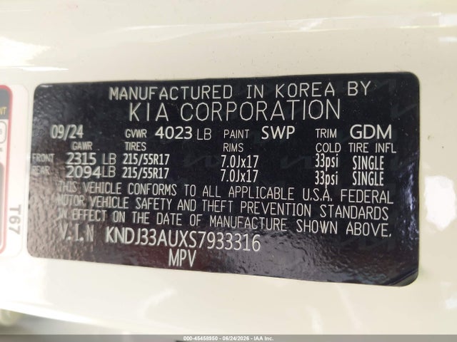 Продаж на аукціоні авто 2025 Kia Soul Ex, vin: KNDJ33AUXS7933316, номер лоту: 45458950