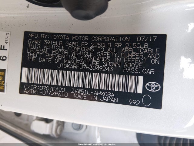 Toyota Prius Four 2017 JTDKARFU7H3049243 Image 9