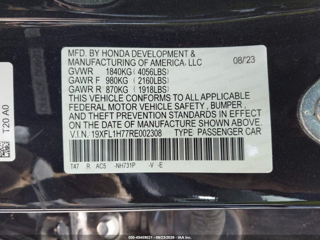 2024 Honda Civic Ex-l მანქანა იყიდება აუქციონზე, vin: 19XFL1H77RE002308, აუქციონის ნომერი: 45459021